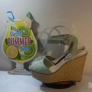 Dolce Vita Mint Green Espadrille Wedge Sandals with Ankle Strap - Size 9.5M